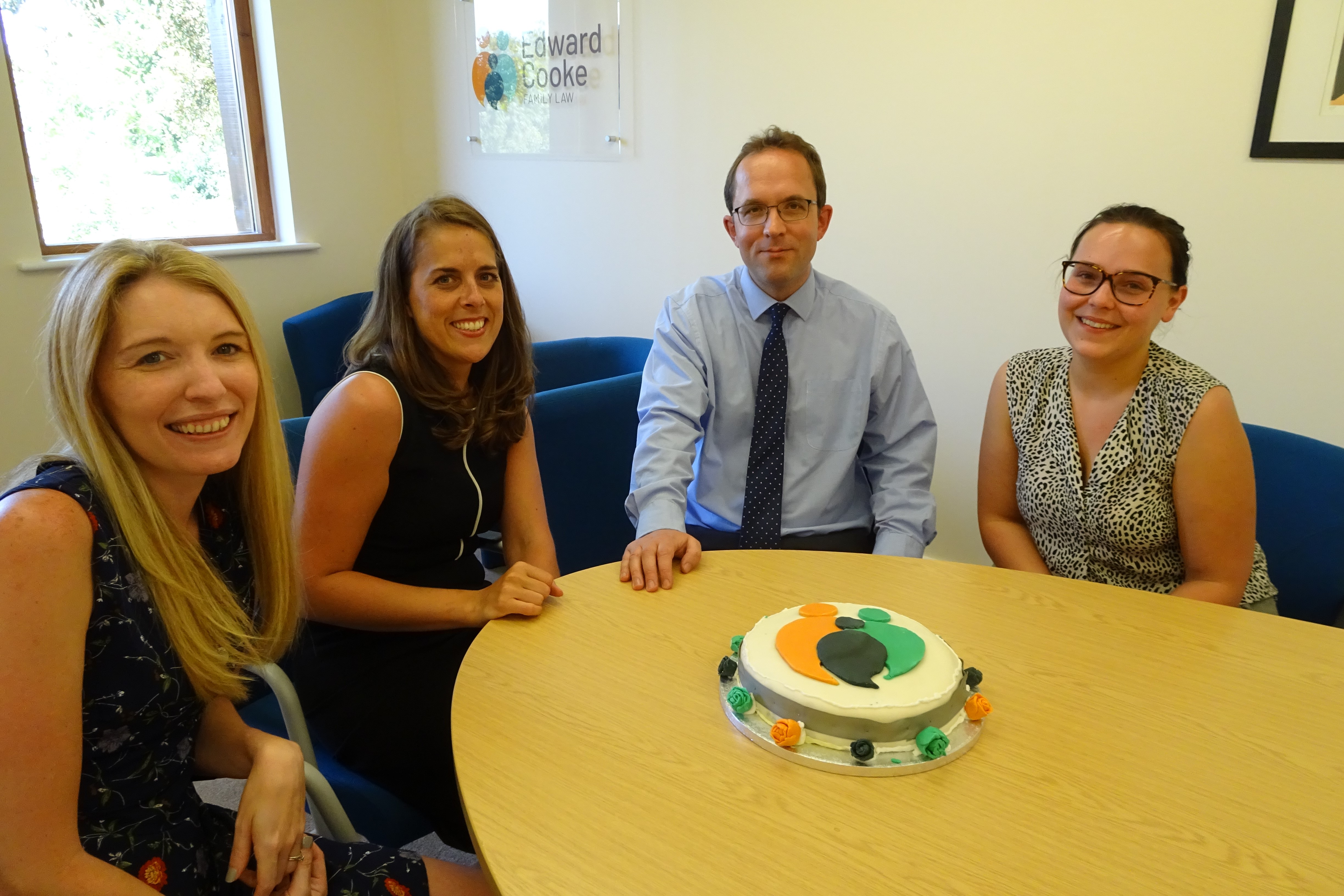 Lisa, MIchelle, Edward and Daisy with first anniversary cake